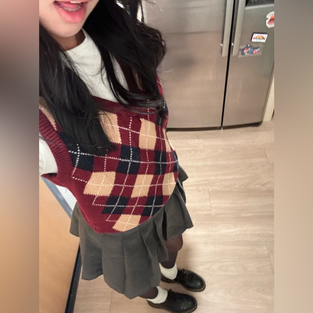 Brandy Melville Red Plaid Sweater Vest One size